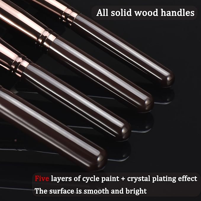 10 Piece Black brown Makeup Brushes - Wooden Handle with Soft Synthetic Bristles,for Face & Eye Makeup|Professional Makeup Brushes set for Women & Girls|