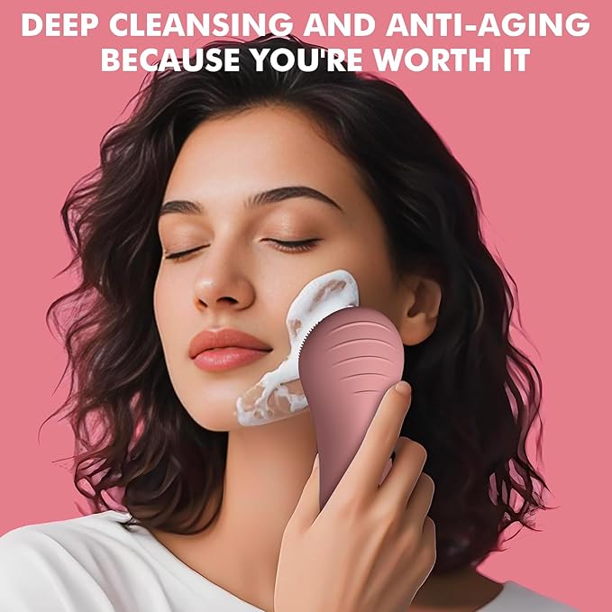 LZP Facial Cleansing Brush Face Scrubber, Silicone Electric Exfoliator Scrubber with 6 Speeds, Rechargeable Face Scrubber for Cleansing, Waterproof Face Scrub Brush for Men & Women