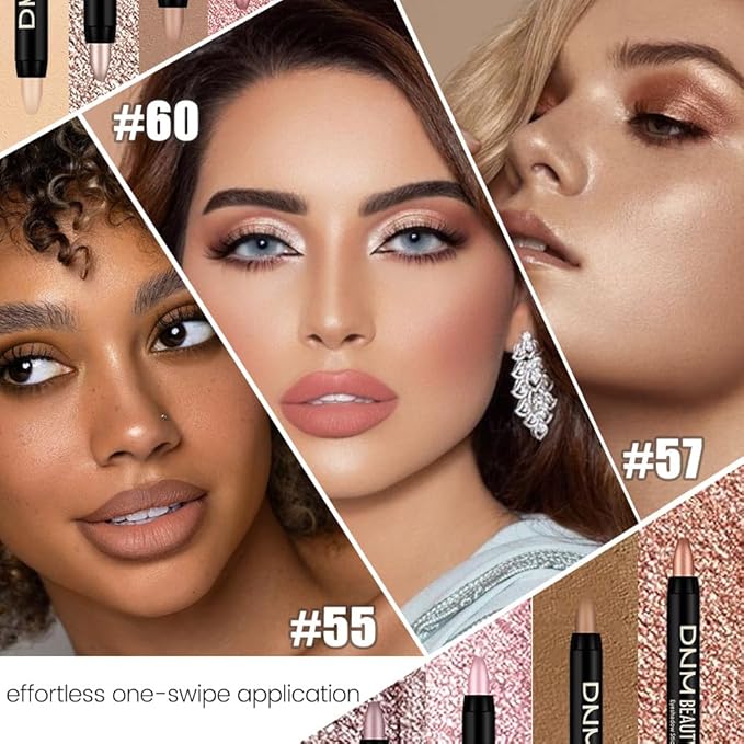 evpct 8Pcs Cream Eyeshadow Stick Set for Women, Metallic Mauve Light Pink Nude Brown Copper Beige Silver Gold Rose Shimmer, Silky Matte Shimmer Eyeshadow Applicator Sticks Eye Makeup sombras para ojos
