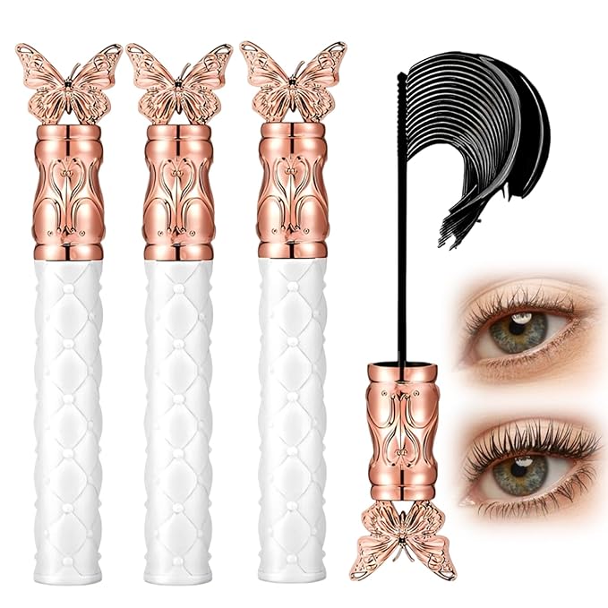 Mascara, 2026 New Waterproof Curling and Long-Lasting Mascara for Everyday Wear, Fine Brush Black Mascaras for Smudge-Proof, Sweat-proof, Non-smudged (3 PCS)