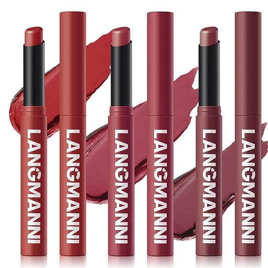 Jolilab 3Pcs Velvet Matte Lipstick Nude Matte Soft Dark Color Stick High Pigmented Long-Lasting Waterproof Lip Stick Lip Balm Beauty Cosmetics Gift for Girls and Women（10#+11#+12#