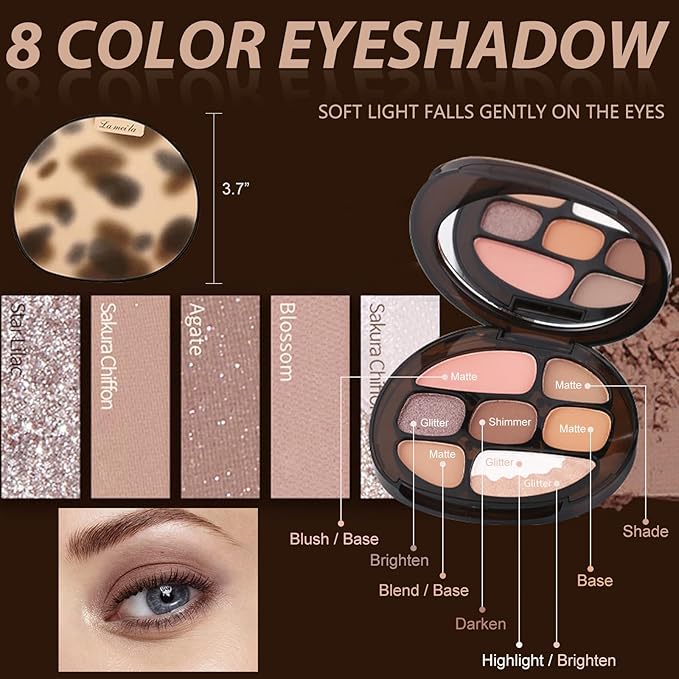 All in One Makeup Kit for Women Full Kit, Basic Cosmetics Kit for Beginner & Professionals, Eye Makeup Set Tween Girl, Make Up Kits for Teenagers, Makeup Gift Set for Girls, Women & Teens (Amber Pink)