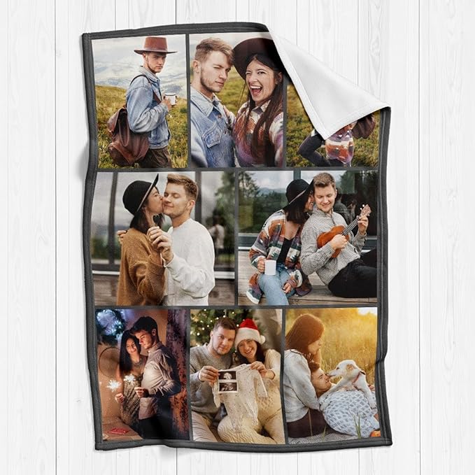 Custom Blanket with Picture Text Customized Thow Blanket Personalized Blankets Customize Gifts for Mom Dad Couple Girlfriend Boyfriend Wife Husband