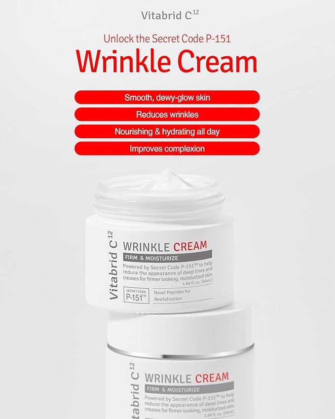 Wrinkle Cream - Age Defying Skin Recovery Moisturizer with Peptides, Vitamin C, Shea Butter - Wrinkle Repair Moisturizing Day & Night Skincare for Face and Neck - Fragrance Free, 1.69oz.