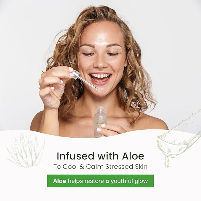 Cucumber & Aloe Face Serum - Dermatologist Tested, Hydrates & Moisturizes Dry Skin, Reduces Redness, Soothing, Anti-Aging, Cruelty Free Korean Skin Care For All Skin Types - 1.69 oz