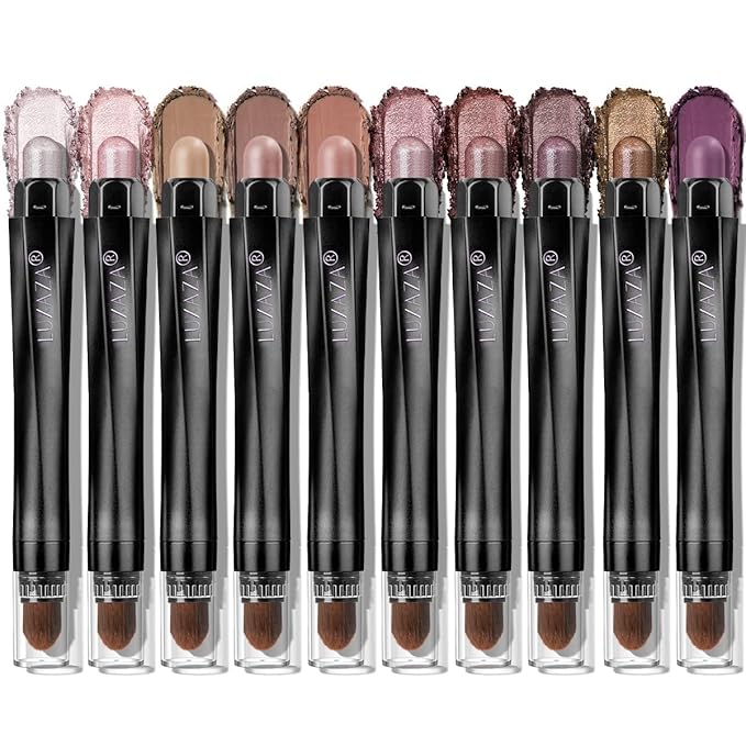 Plum Eyeshadow Stick Makeup Set 10PCS, Neutral Shimmer And Matte Cream Eye Shadow Palette, Metallic Bronze Smoky Eyeliner Brightener Crayon Pencil Kit, Ideal Gift for Women -Cocoa Crush