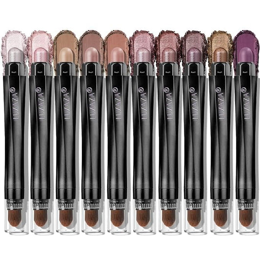 Plum Eyeshadow Stick Makeup Set 10PCS, Neutral Shimmer And Matte Cream Eye Shadow Palette, Metallic Bronze Smoky Eyeliner Brightener Crayon Pencil Kit, Ideal Gift for Women -Cocoa Crush