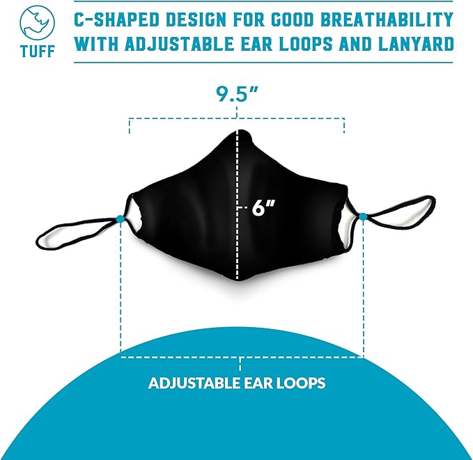 TUFF Face Mask Adult XL Large Size 3 Pack- C Shaped Design Making Breathing Easier