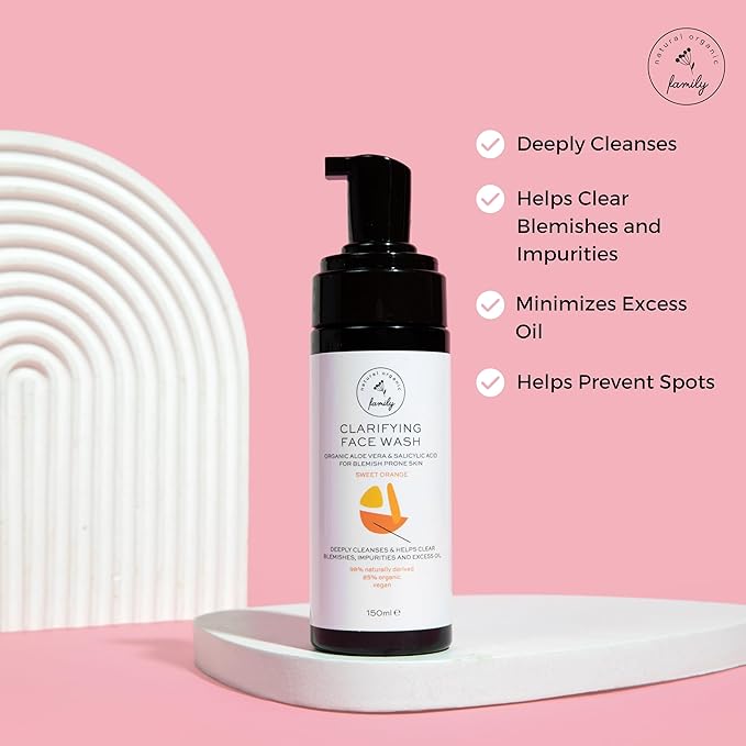 Clarifying Face Wash with Salicylic Acid - Facial Cleanser for Oily, Normal, and Combination Skin - Exfoliating, Pore Minimizing Formula for Teens