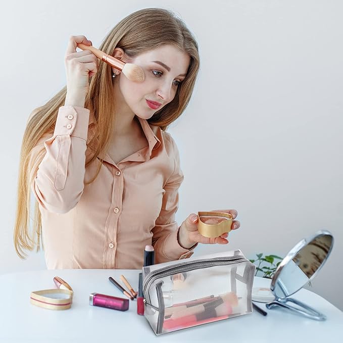 6 Pieces Mesh Makeup Bags Mesh Cosmetic Bag Portable Travel Organizing Zipper Pouch Toiletries Makeup Pouches for Home Office Travel Accessories