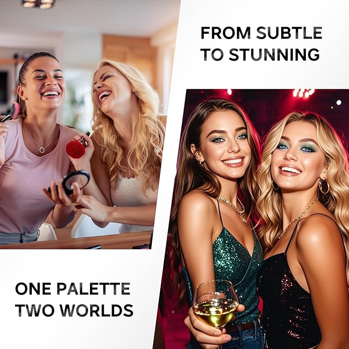 Color Nymph Eye Shadow Palette, Eye Makeup Pallet with Matte & Holographic Glitter Multichrome Finishes, Travel-Friendly Compact with Mirror & Brush, High-Pigment Long-Lasting & Blendable (Olive)