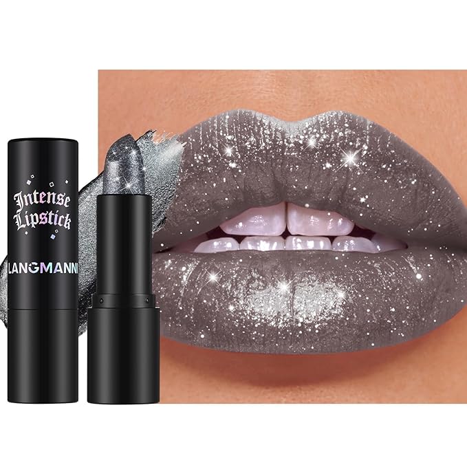 Jolilab Sparkling Lip Gloss, Long Lasting Waterproof Moisturizer Lip Balm Glitter Shimmer Metallic, Diamond Shiny Bold Glow Goth Lipstick for Women Girls, Non-sticky (1, 06#)