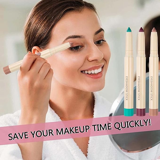 Eyeshadow Makeup, Waterproof Hypoallergenic Long Lasting Eye Liner, Highlighter Matte Cream Eye Shadow Stick, Glitter Primer Palette Shimmer Eyeliner Pen, Enthusiasm Matte