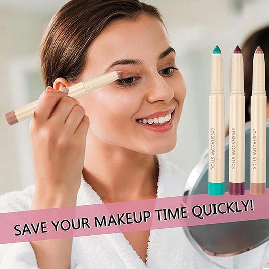 Eyeshadow Pencil Makeup, Waterproof Hypoallergenic Long Lasting Crayon, Highlighter Matte Cream Eye Shadow Stick, Glitter Primer Palette Shimmer Eyeliner Pen, Peach Pink