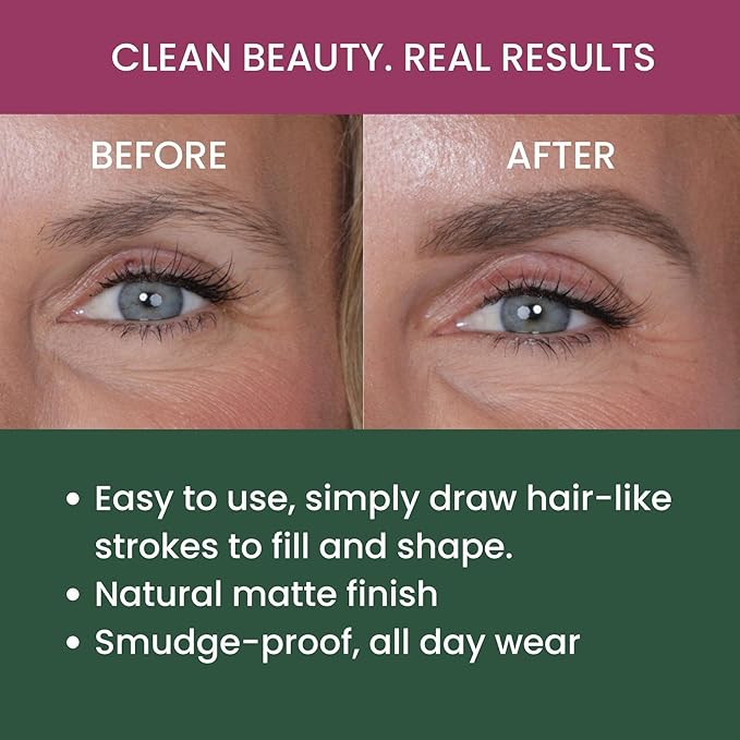 True + Luscious Brow Definer Pencil - Pomade & Powder Combo With Organic Castor Oil - Fills, Shapes Eyebrows - Waterproof - Taupe (Universal)