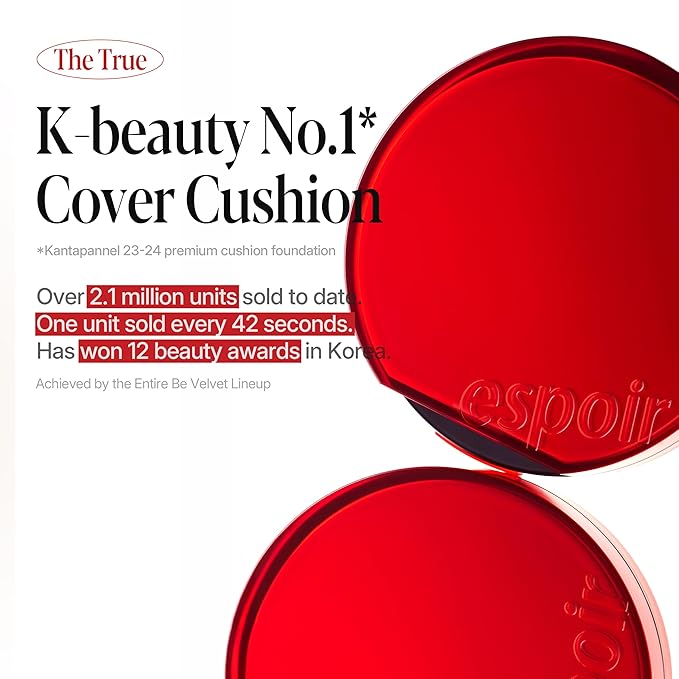 espoir [NEW] Be Velvet Cushion Foundation | Quick and Easy Coverage with Long-lasting Color by Zero Oxidation (#23 Beige, 0.46 Ounce (Pack of 1))