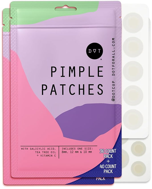 Dot Pimple Zit Patches for Face – Dermatologist Recommended & Ranked 1 for Most Effective Blemish Support – All Natural Hydrocolloid Acne Stickers with Vitamin C & Salicylic Acid (8, 10, 12 mm, 76 ct)