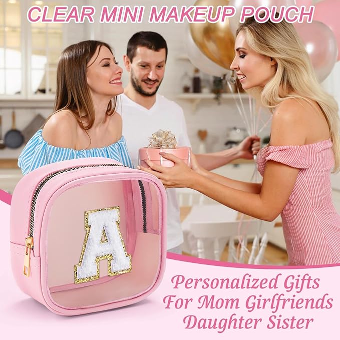 YOOLIFE Initial Travel Toiletry Bag, Clear Makeup Bag Preppy Cosmetic Bags Organizer Travel Essentials Gifts for Women Teen Girlfriend Teacher 12 13 14 15 16 Years Old Girl Gifts Trendy Stuff Blue L