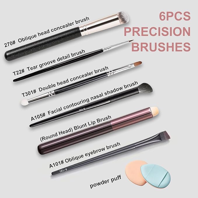 6Pcs Contouring Makeup Tool Set, double head concealer brush, Novel Appearance Design Suitable for Liquid Foundation BB Cream Concealer.