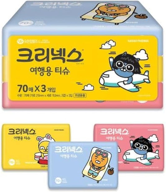 [KOTASTIC] Kawaii Pocket Tissues Travel Packs - Cute Facial Tissues for Camping, Car, and Purse Essentials 210 Count (3 Packs of 70)