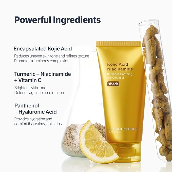 SUNGBOON EDITOR Kojic Acid Niacinamide Face Wash | Turmeric Cleanser for Dark Spots & Radiance | Korean Skin Care with Hyaluronic Acid | Gentle Makeup Remover & Blackhead Cleanser
