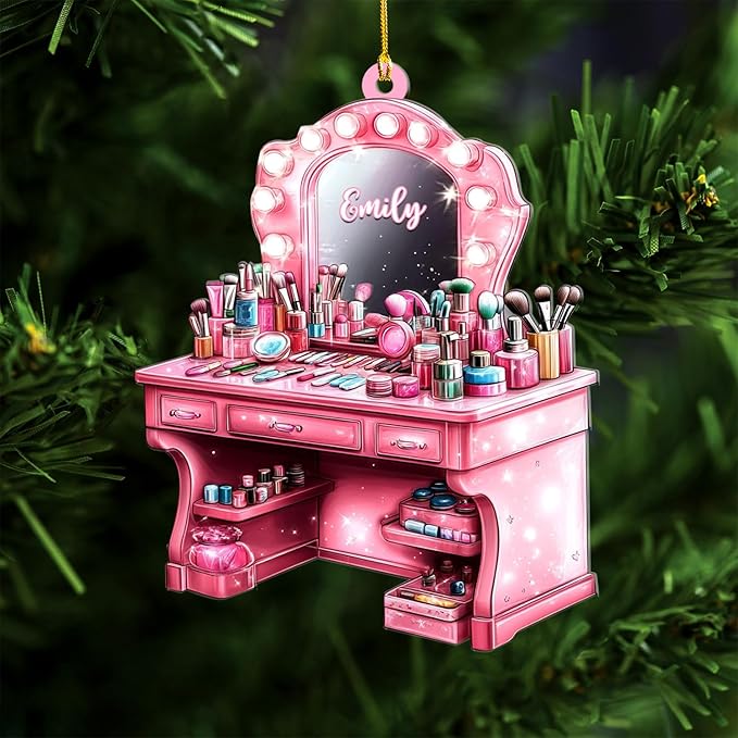 Personalized Makeup Tools Ornament – Custom Beauty Christmas Tree Decoration, Holiday Keepsake Gift for Makeup Artists, Cosmetologists, Beauty Lovers, Salon Owners, Families and Coworkers (MKH6)