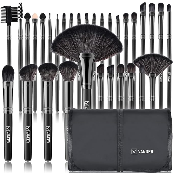 Make up Brushes, VANDER Professional 32pcs Makeup Brush Set, Makeup Brushes Set Foundation Blending Cosmetic Brush Set Kit,Black