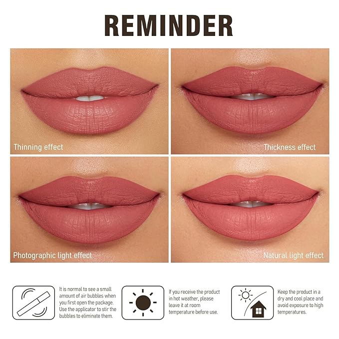 MAKI YIKA Red Lipstick for Women Color Stay Long Lasting Lipsticks, No Smudge Matte Liquid Lipstick Transferproof Cruelty-Free Lip Color | Rosey Nude