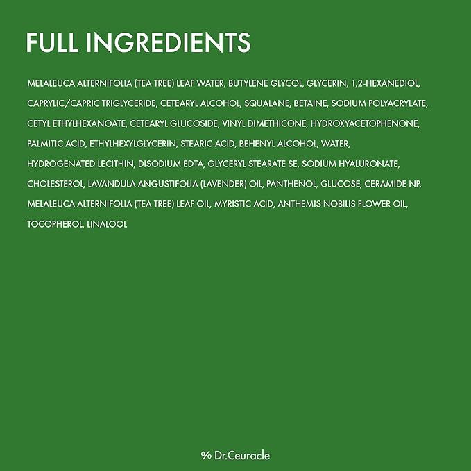 Dr.Ceuracle Tea Tree Purifine Cream - Korean Skincare Calming Moisturizer with Pantenol, Ceramide, Soothes for Sensitive Skin (50g / 1.76 oz.)