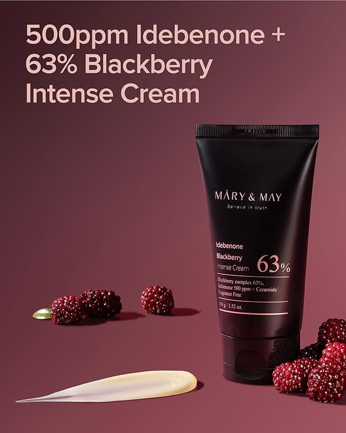 Mary&May Idebenone Blackberry Cream | Antioxidant Korean Moisturizer with 5 Ceramides & Hyaluronic Acid | Skin Barrier Repair & 48H Hydration | For All Skin Types (100g/3.52oz)