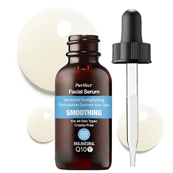 96% NATURAL Coenzyme Q10 Facial Serum for Anti Aging Moistrize Reduce Fine Lines Smooth Wrinkles with CoQ10 Ceramides Fruit Extract 30ml 1fl oz Non-Greasy and Fast Absorbing PURIFECT MADE IN USA