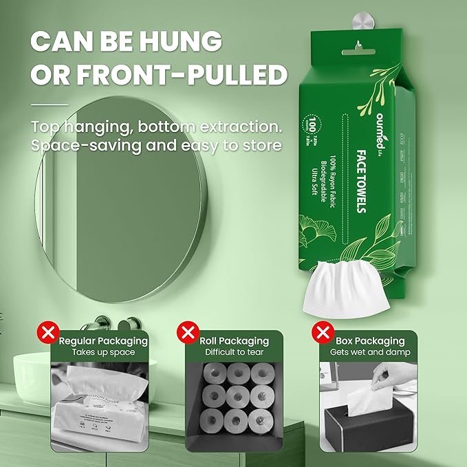 Ourmed Life Face Towels - Versatile Disposable Biodegradable Cloths for Sensitive Skin | Lint-Free Facial Towel for Cleansing, Skincare, Makeup Removal & Dry Wipes, 600 Count