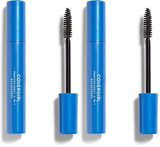COVERGIRL Professional 3-in-1 Waterproof Mascara, Very Black 225, (Packaging May Vary), 0.3 Fl Oz (Pack of 2)