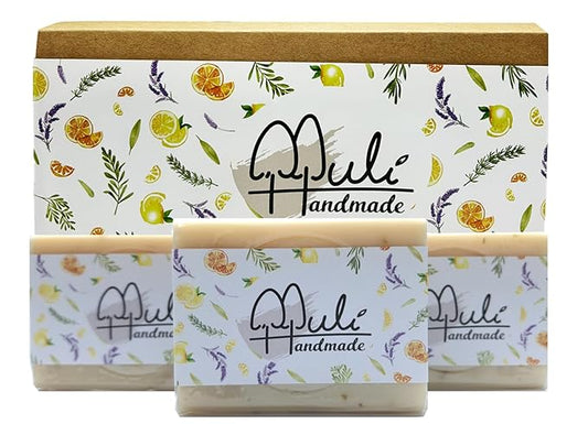 Natural Handemade Bar Soap for Men and Women with Essential oils, Scented Bar Soaps for Bath, Fragrance Regular Use Gift Set (Pack of 3) Calendula