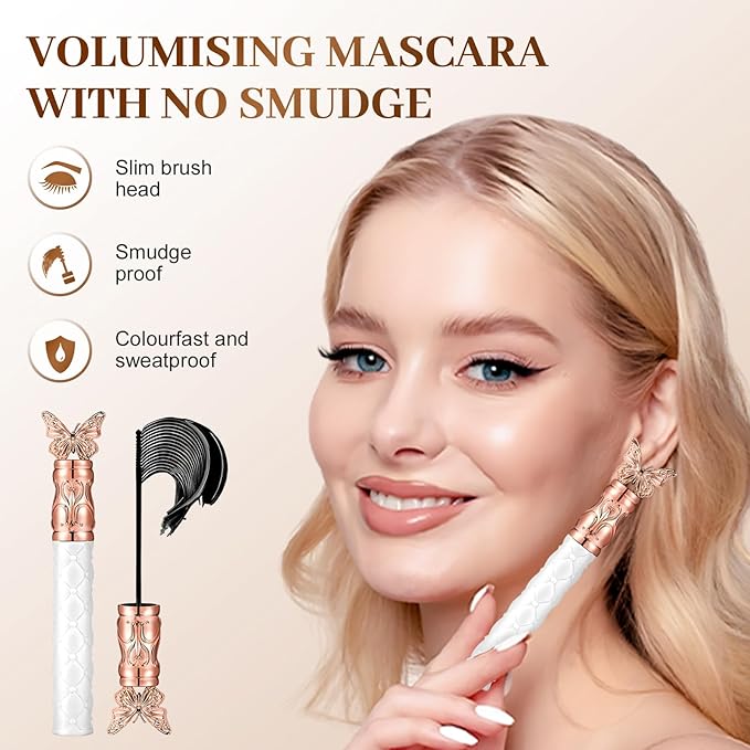 Mascara, 2026 New Waterproof Curling and Long-Lasting Mascara for Everyday Wear, Fine Brush Black Mascaras for Smudge-Proof, Sweat-proof, Non-smudged (1 PCS)