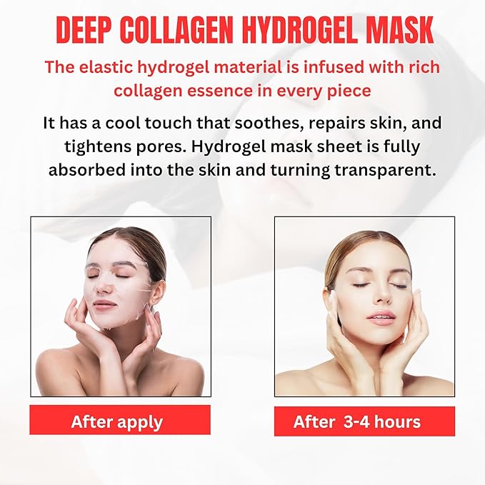 SG Bio- Collagen Real Deep Mask – Overnight Hydrating Collagen Face Masks Skincare| Anti-Wrinkle,Firming,Pore Minimizing,Elasticity Enhancing | Hydrogel Sheet Mask for All Skin Type (34g x 12-Pack)