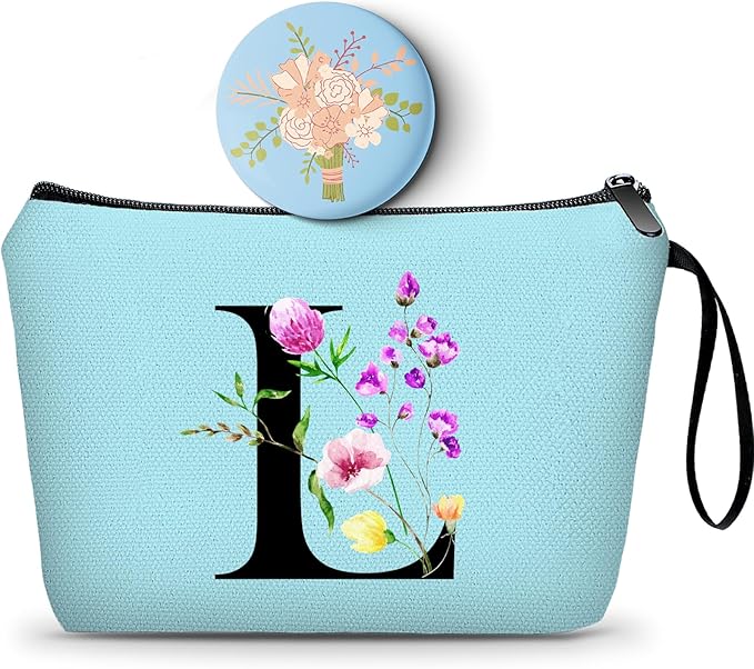 Birthday Friendship Bridesmaid Team Gifts for Employees Women Mom Aunt Daughter Teenage Girl Personalized Make up Cosmetic Bag Travel with Mirror Mothers Day Christmas Graduation L