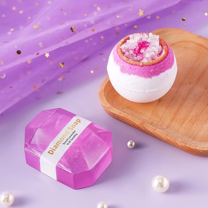 Gift Baskets for Women, Best Birthday Gifts Box, Self Care Gift, Care Package, Get Well Soon Gifts Kit, Unique Ideas Present for Mom Girlfriend Her Sister Wife Friends Woman - Lavender Spa Gift Set