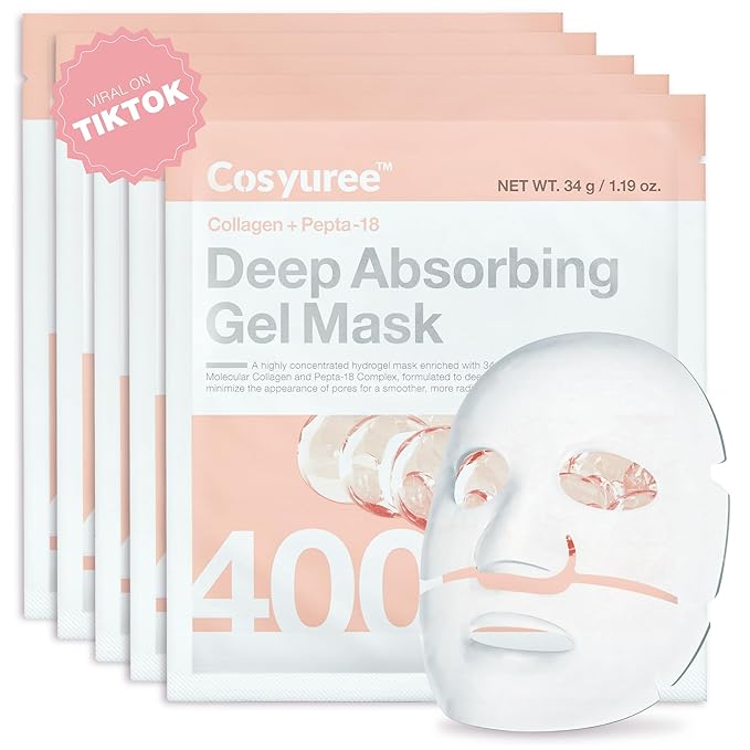 Collagen Deep Absorbing Hydrogel Mask, Korean Collagen Hydrogel Mask, Overnight Face Mask, Hydrating, Glass skin, Rejuvenation, Korean Skincare, 34g x 5ea