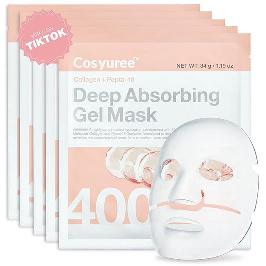 Collagen Deep Absorbing Hydrogel Mask, Korean Collagen Hydrogel Mask, Overnight Face Mask, Hydrating, Glass skin, Rejuvenation, Korean Skincare, 34g x 5ea