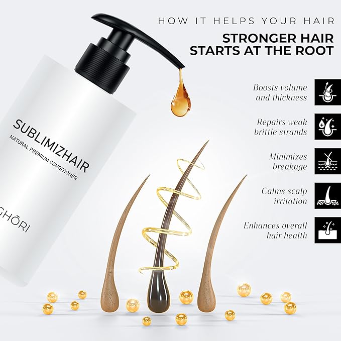 Sublimizhair Herbal Premium Conditioner for Silky Smooth Hair | Detangles, Strengthens Damaged Strands | Deep Hydration & Frizz Control, Nourishing Conditioner | Sulphate-Free, 300 ml/10.1 fl oz