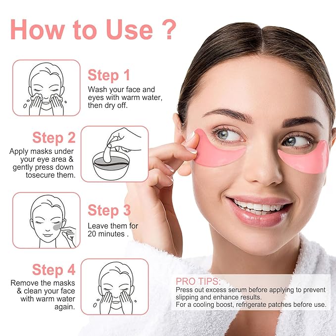 Eye Mask - 30 Pairs Rose Under Eye Patches Skin Care Products,Eye Masks Skincare for Dark Circles and Puffiness, Reduce Wrinkles, Eye Bags and Fine Lines, for Women and Man