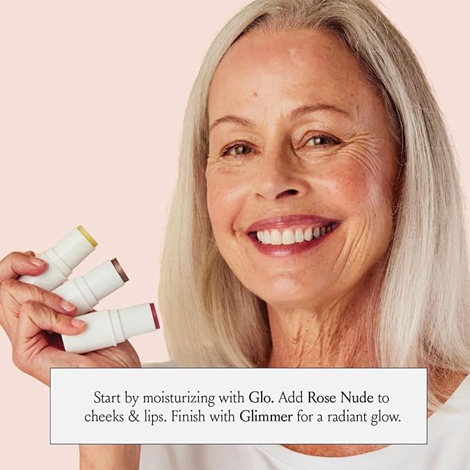 Boomstick Trio ® Color 3 Pack Cream Blush Makeup, Color Blush Stick, Highlighter Stick & Moisturizer for Cheeks, Eyes & Lips, Blendable Vegan Boom Sticks by Cindy Joseph for Older Women, BOOM Beauty