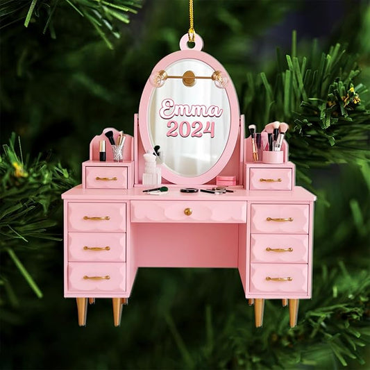 Personalized Makeup Tools Ornament – Custom Beauty Christmas Tree Decoration, Holiday Keepsake Gift for Makeup Artists, Cosmetologists, Beauty Lovers, Salon Owners, Families and Coworkers (MKH9)