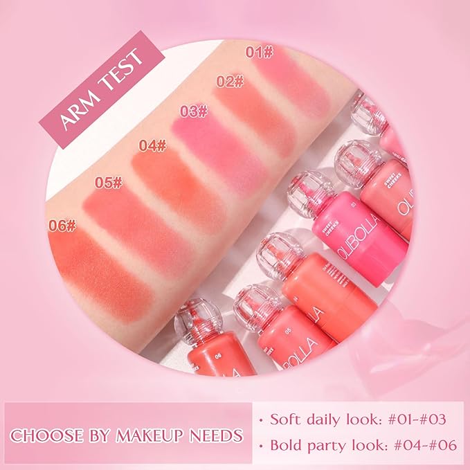 Liquid Blush, High Pigment, Buildable, Lightweight, for Radiant & Flushed & Dewy Cheeks, Long-lasting, Hydrating Cream Blush, For Dry Skin, 0.31 fl.oz