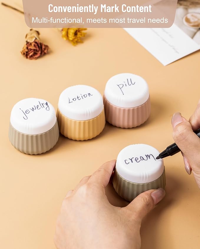 Travel Containers for Toiletries 4 Pack, TSA Approved Travel Size Toiletries, Travel Size Containers, With Clear Bag Leak Proof Silicone Jars, Travel Essentials Creams Jars Carrying Small Items