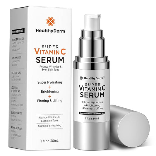 Super Vitamin C Serum for Women Over 70: Niacinamide, Vitamin C, Hyaluronic Acid, Peptides, Vitamin E, Caffeine, Bakuchiol, Hydrating, Lifting, Face Wrinkle & Age Spots Reduction
