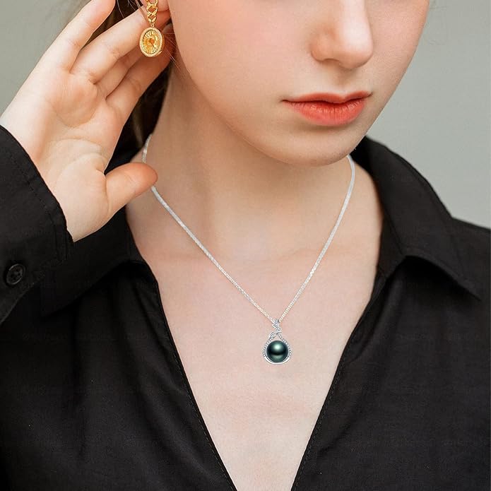 Tahitian Black Pearl Necklace - Mom's Day Gifts for Women: Anniversary, Christmas, Birthday Jewelry