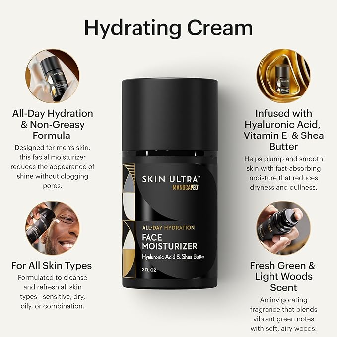 MANSCAPED® Skin Ultra™ Daily Regimen - Men's Skincare Routine Essentials with Face Wash, Face Moisturizer & Brightening Serum Formulated with A Ceramide Complex for Cleansing, Exfoliating & Hydration