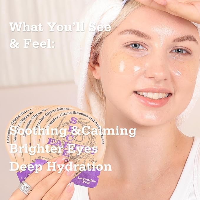 Lavender Pop Calm Repair 5′ Hydrogel Under-Eye Patches, 28 Pairs — 5-Minute Soothing & Calming, Brighter-Looking Under-Eyes — Natural Lavender Note · Ophthalmologist Tested